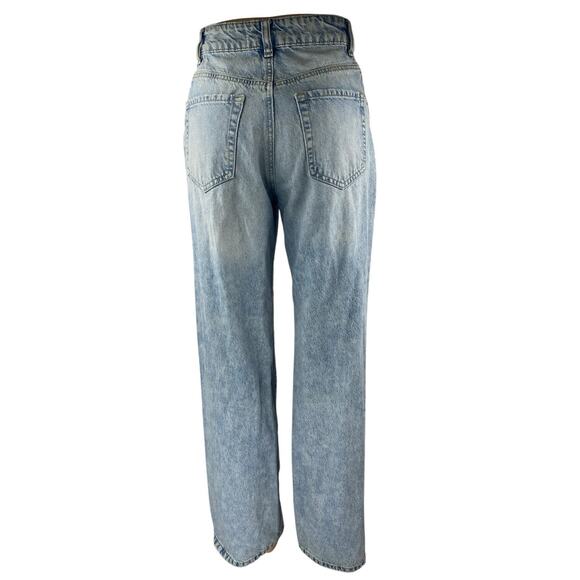 Garage Women's Blue High Rise Distressed Straight Wide Leg Denim Jeans Pants 0 - Picture 3 of 5